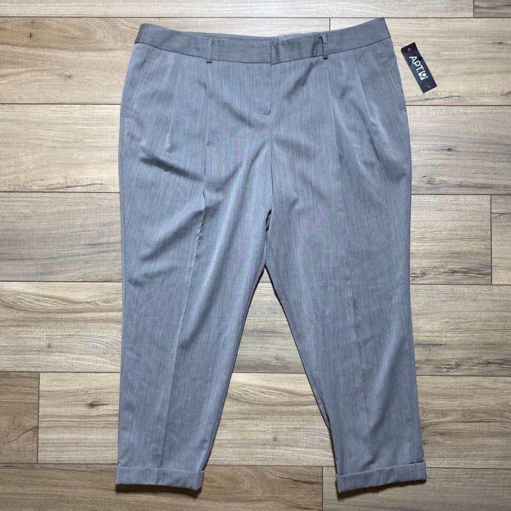 Apt. 9 Womens Ava Fit Pleated Cuffed Dress Pants Size 18 Gray